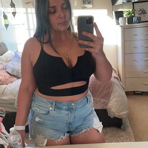 Black crop top with cut out
